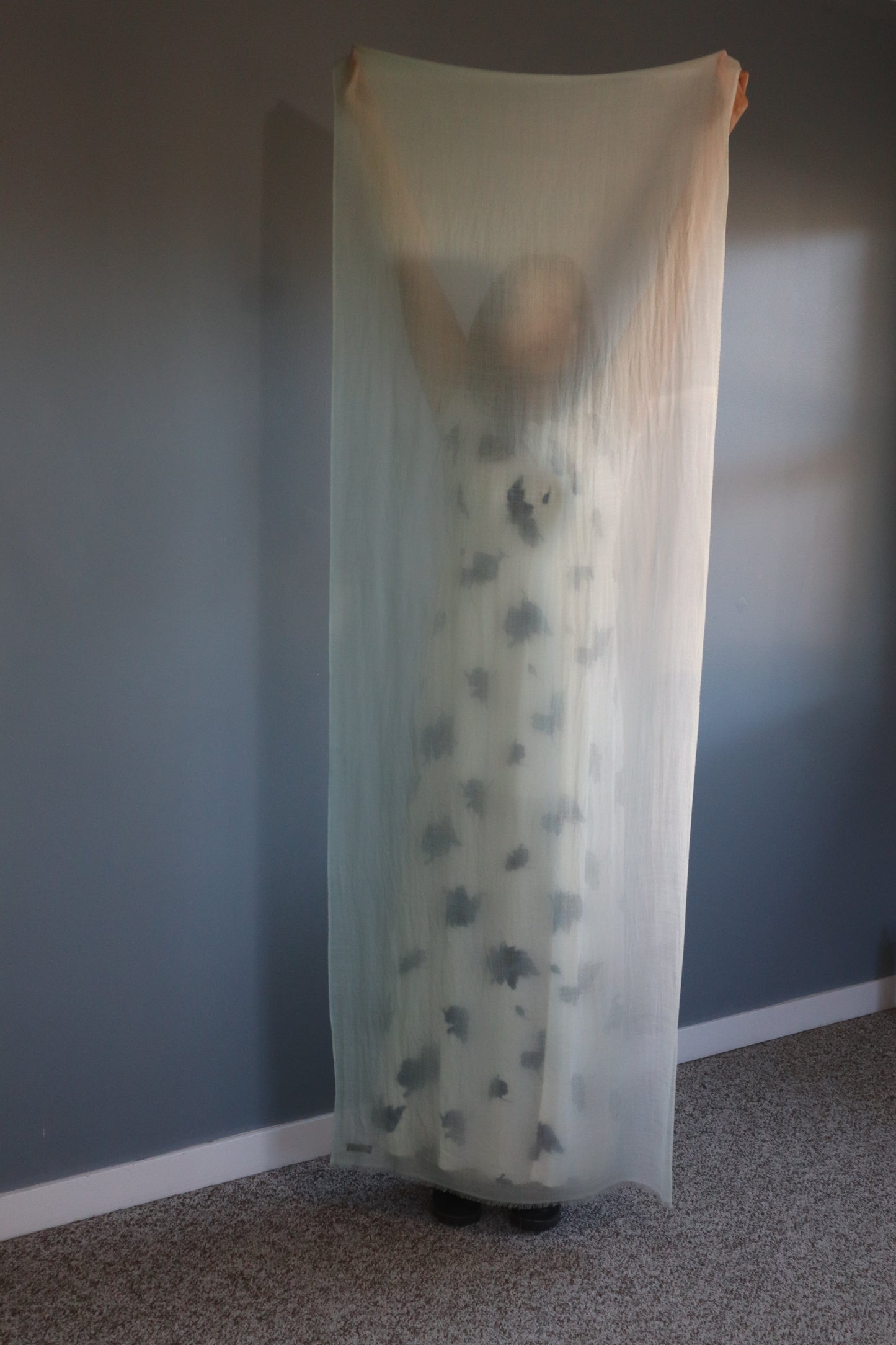 Handmade 100% Ring Cashmere Scarf Luxury Pashmina Handmade in Kashmir Light Soft and Warm Fair-trade from Nepali Artist Clearance Holiday Special Christmas Gift Thin Light Turquoise Blue/Green