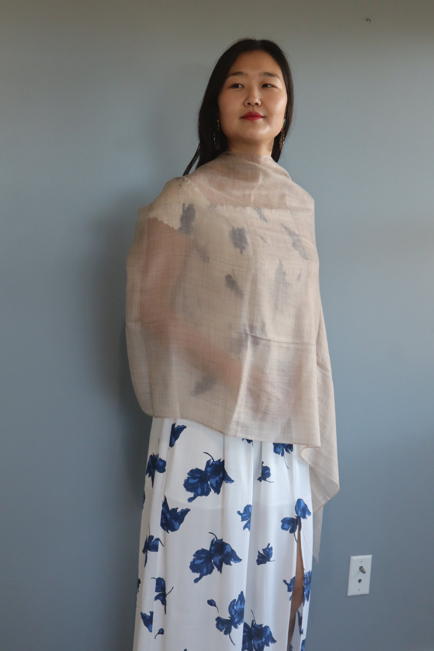 Handmade 100% Ring Cashmere Grey Brown Scarf Luxury Pashmina Handmade in Kashmir Light Soft and Warm Fair-trade from Nepali Artist Clearance Holiday Special Christmas Gift Thin Light Turquoise Blue/Green