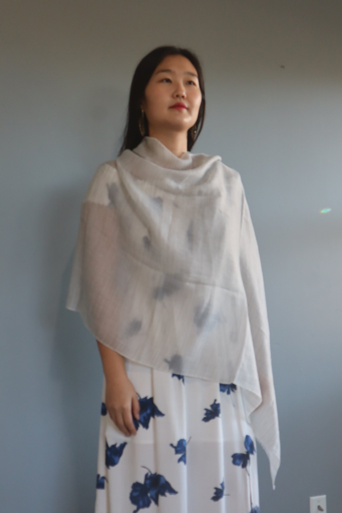 Handmade 100% Ring Cashmere Grey Brown Scarf Luxury Pashmina Handmade in Kashmir Light Soft and Warm Fair-trade from Nepali Artist Clearance Holiday Special Christmas Gift Thin Light Turquoise Blue/Green