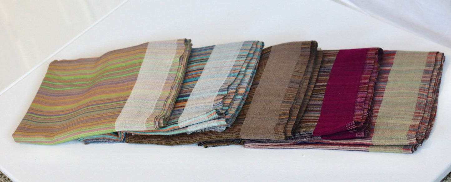 Handmade 100% Ring Cashmere Scarf Handmade in Nepal Pashmina Shawl Light Soft and Warm Fair-trade from Nepali Artist Clearance Holiday Special Christmas Gift Reversible Pink Red Green Blue Purple