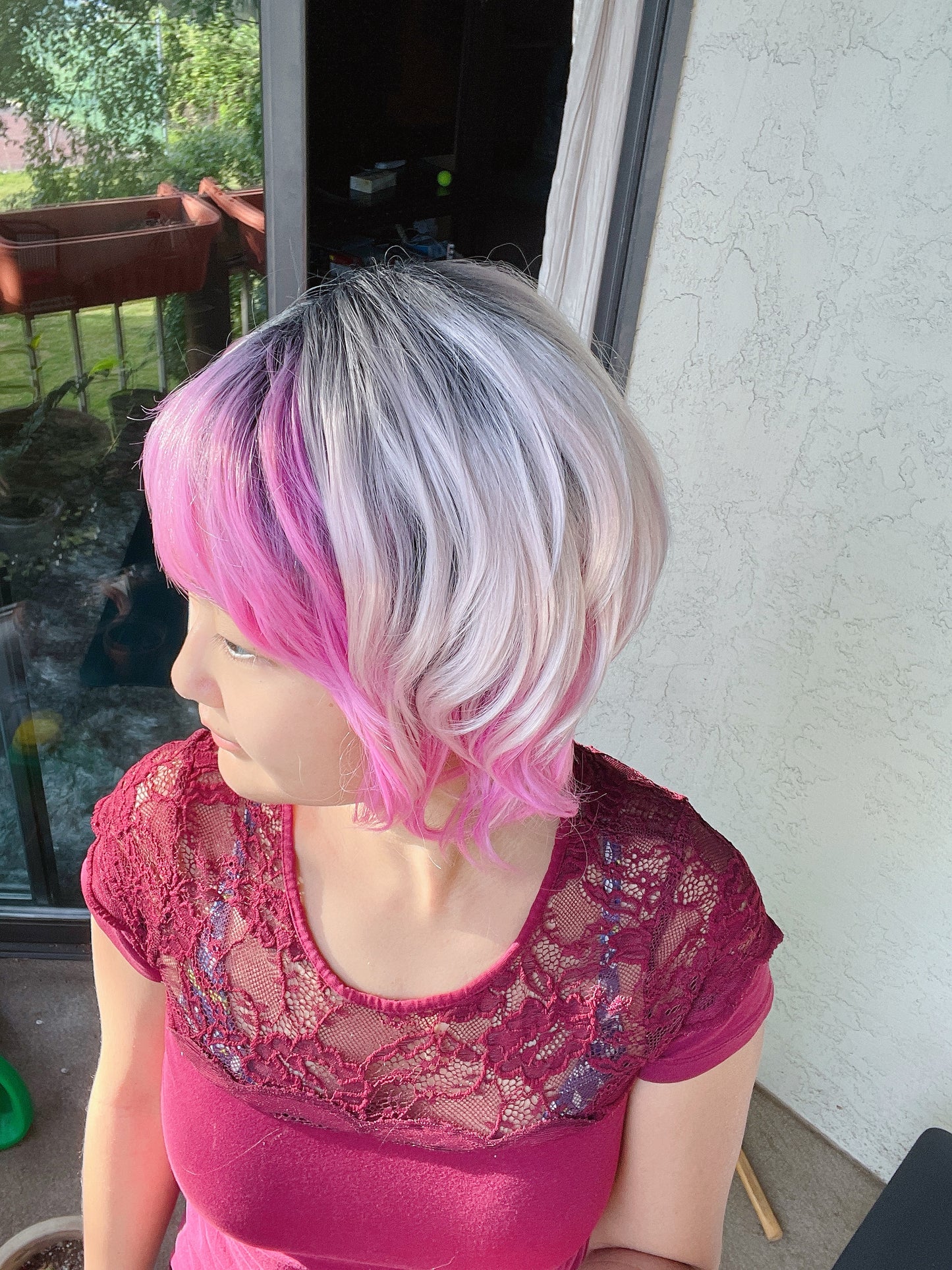 Clearance! Cute Ombré Pink Bob Wig for Parties Cosplay