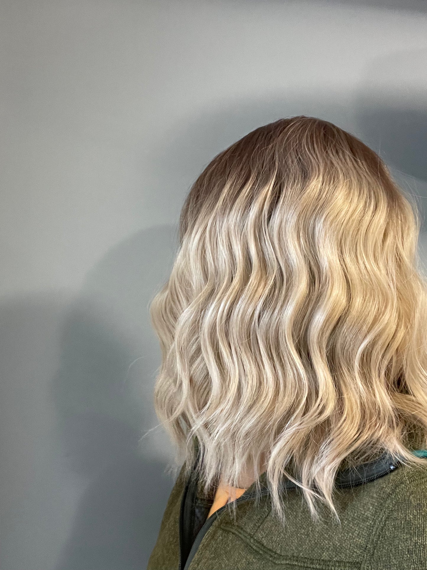 Lace Front Ombré Red Brown to Blonde Wavy Shoulder Length Wig