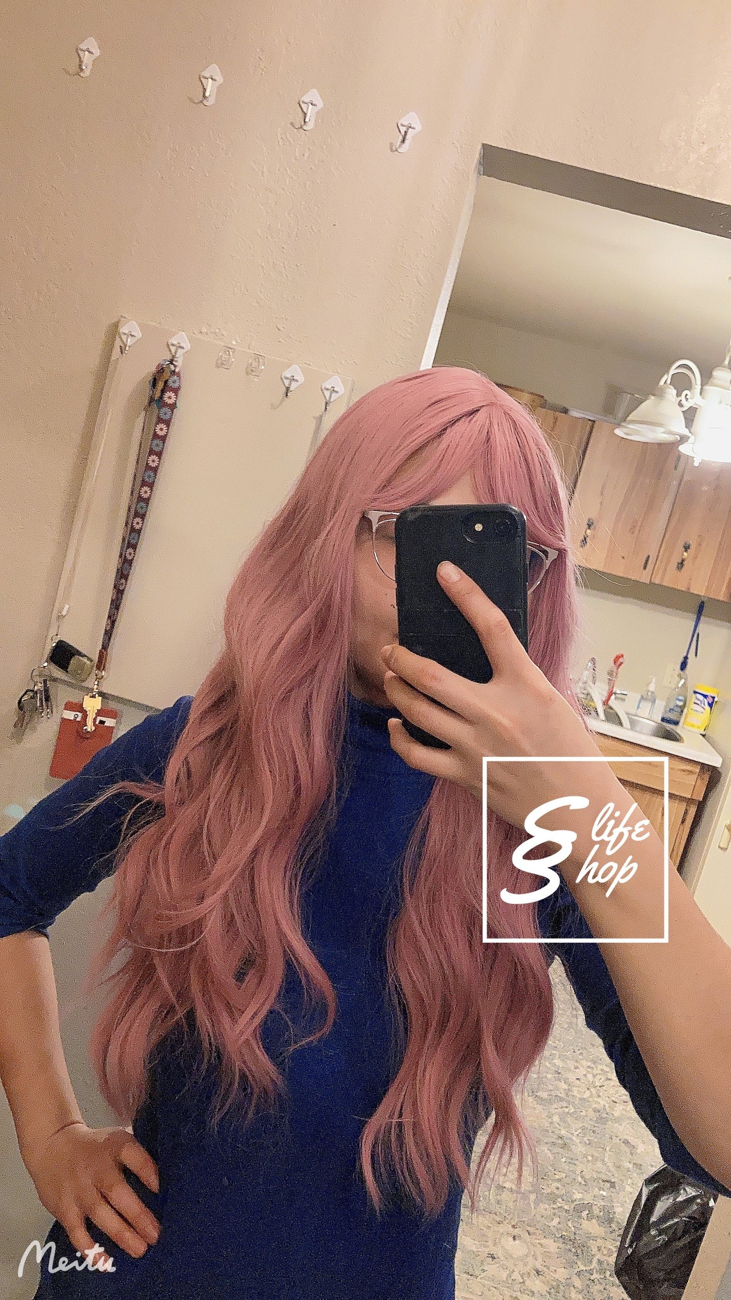 Clearance! Beautiful Realistic Long Curly Pink Wig Cute Wavy Wig
