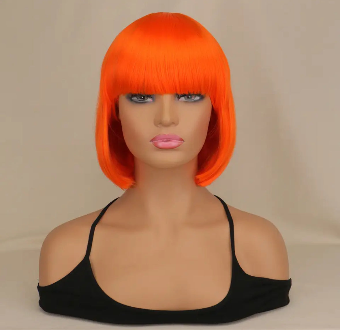 Pink Halloween Bob Wig Cute Hot Pink Brown Black Orange White Wig