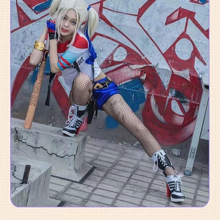 Harley Quinn Cosplay Embroidery Jacket, Property of Joker Jacket, Batman Joker Suicide Squad Harley Quinn Cosplay Costume Wig Full Jacket Set Halloween Costume