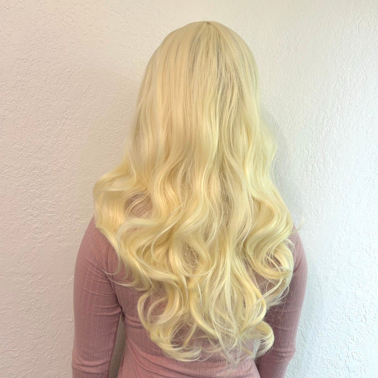 Beautiful Platinum Blonde Wig Bleached Blonde Wig Wavy Curly Blonde Wig Natural Realistic