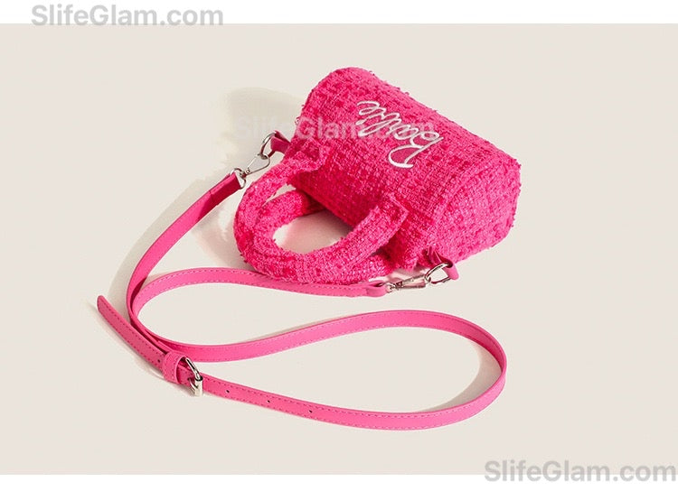 Barbie Tweed Purse Pink Purse with Strap Barbie Costume