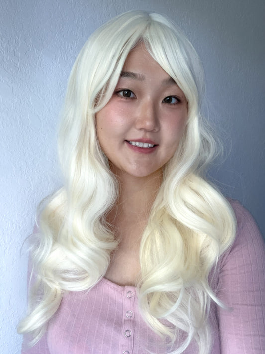 Beautiful Platinum Blonde Wig Bleached Blonde Wig Wavy Curly Blonde Wig Natural Realistic