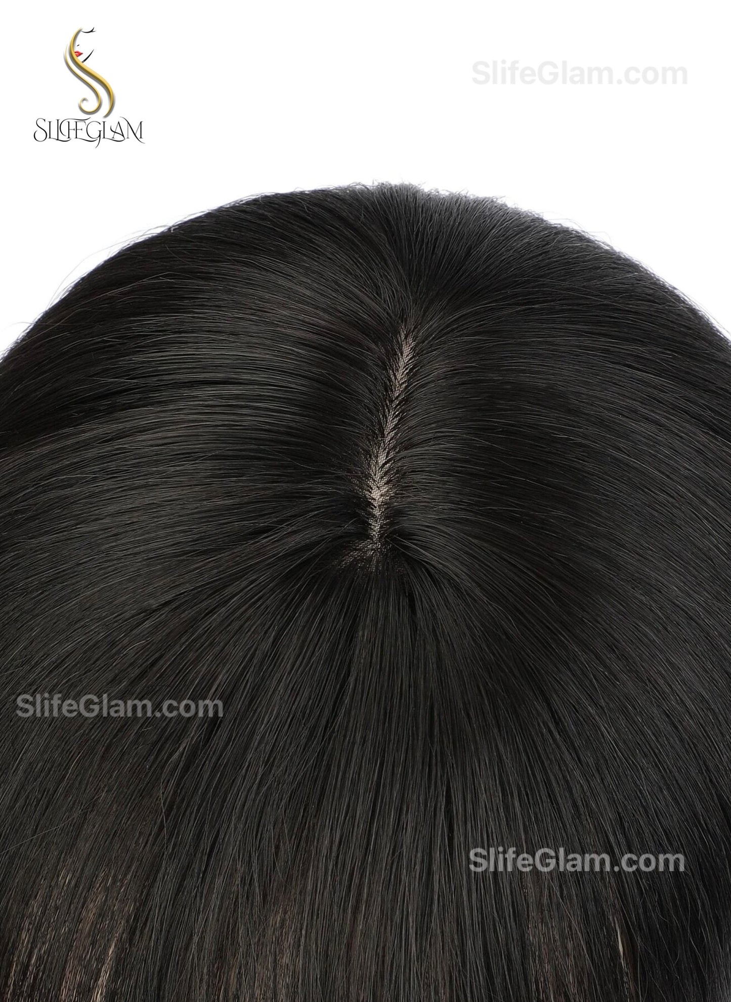 Realistic Black Hair Topper With Bang Dark Brown Straight Hair