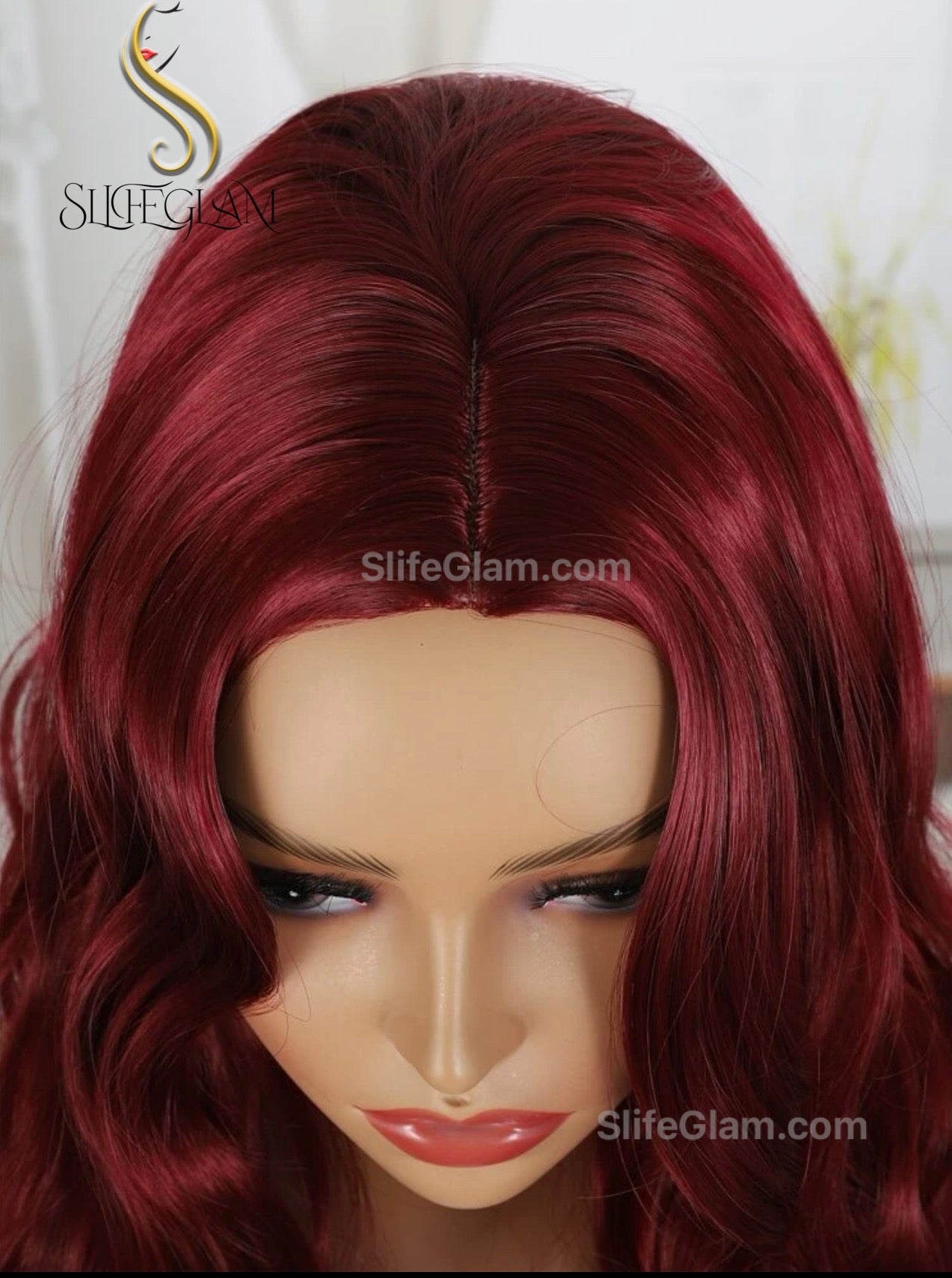 Beautiful Super Long Wavy Red Wig Wine Color Wig Dark Red Wig Curly Wig