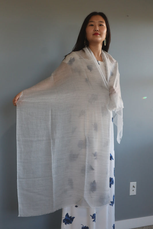 Handmade 100% Ring Cashmere Grey Brown Scarf Luxury Pashmina Handmade in Kashmir Light Soft and Warm Fair-trade from Nepali Artist Clearance Holiday Special Christmas Gift Thin Light Turquoise Blue/Green