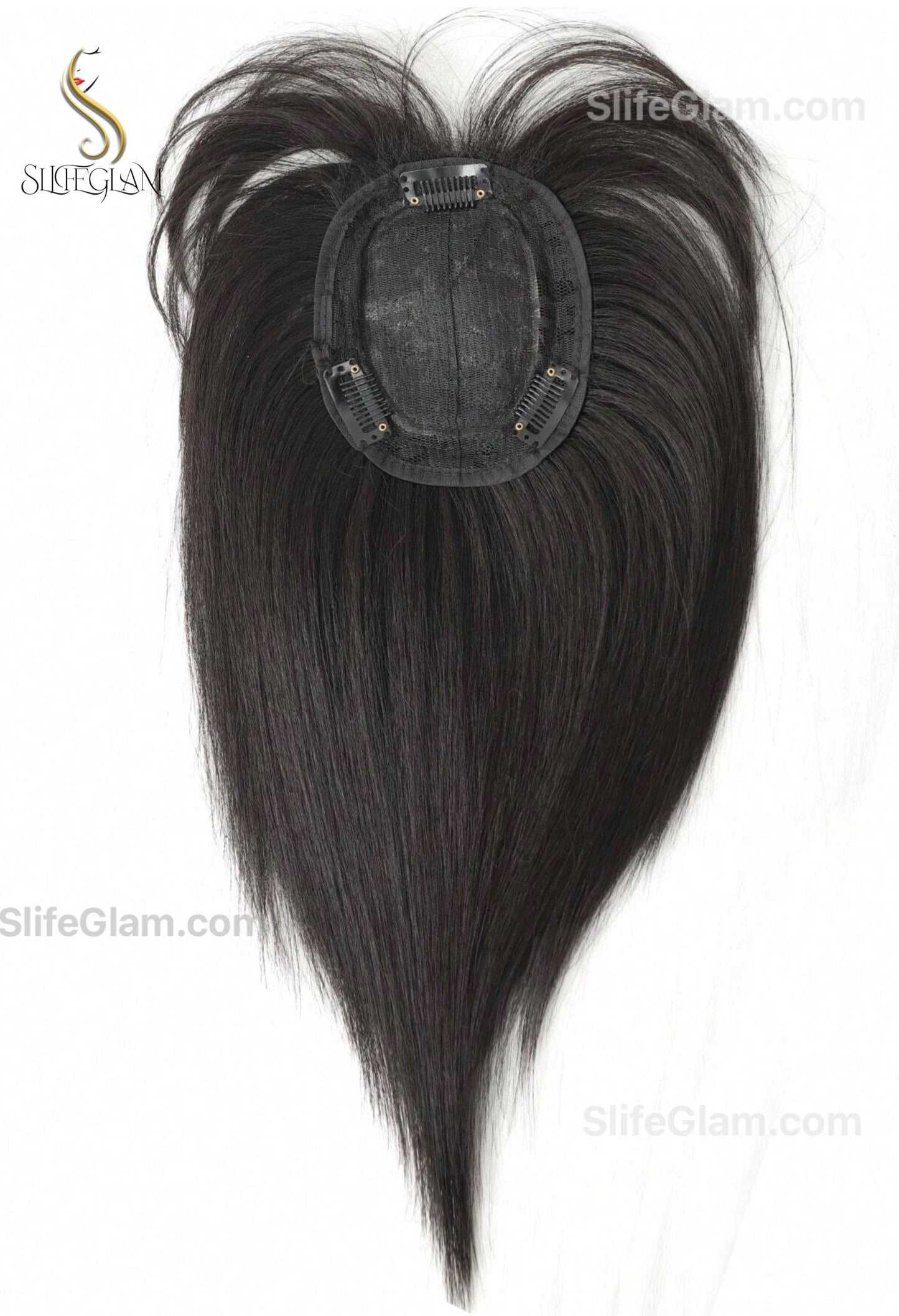 Realistic Black Hair Topper With Bang