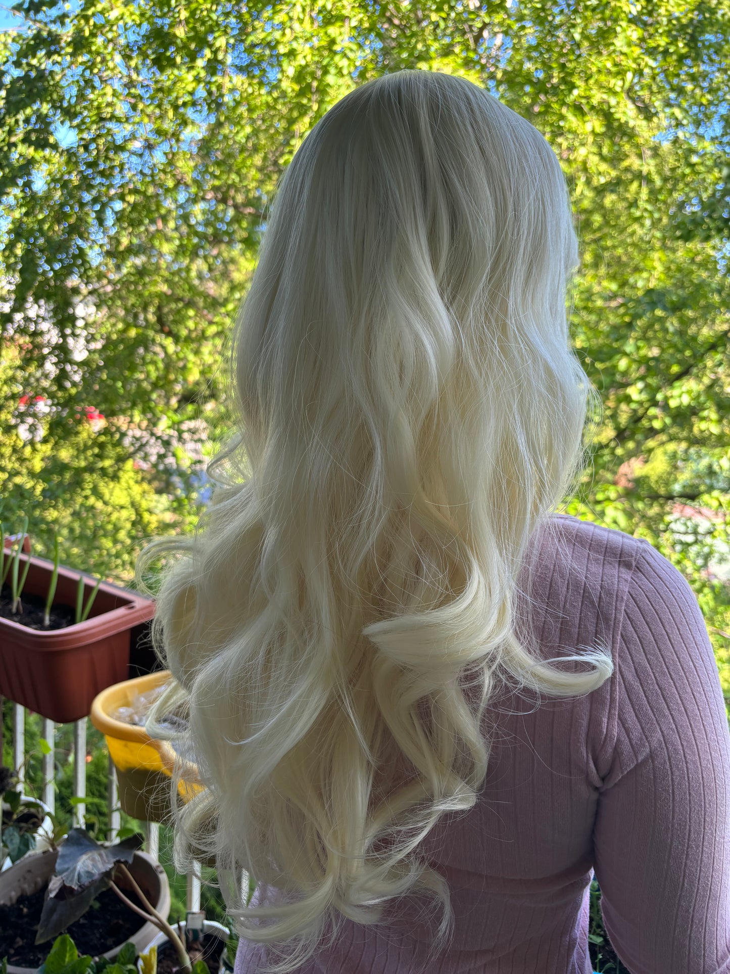 Beautiful Platinum Blonde Wig Bleached Blonde Wig Wavy Curly Blonde Wig Natural Realistic