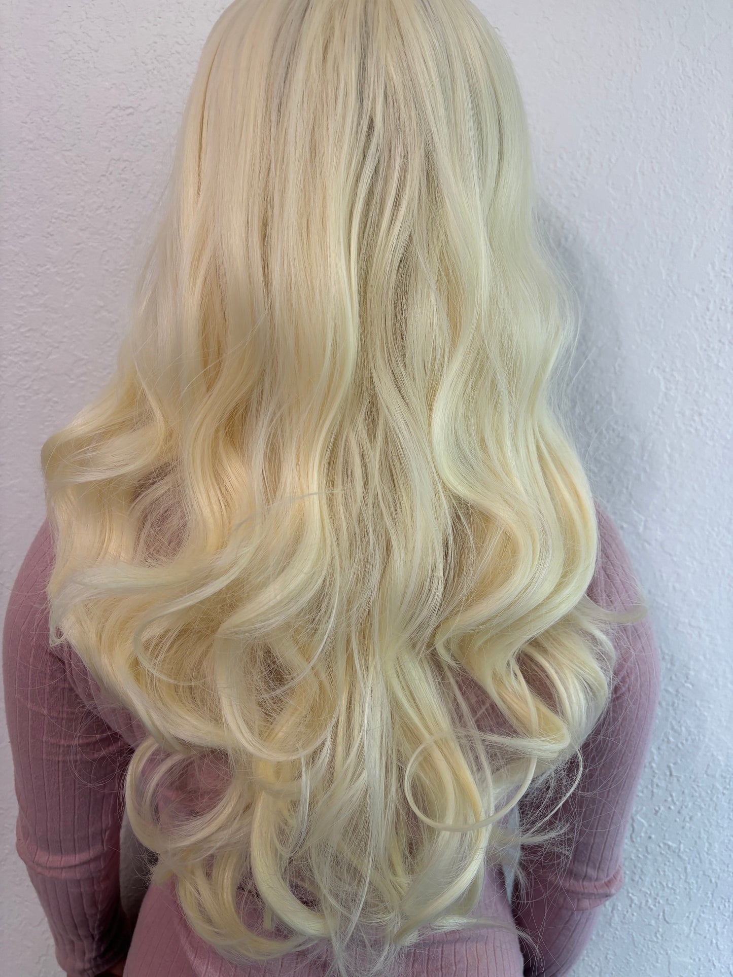 Beautiful Platinum Blonde Wig Bleached Blonde Wig Wavy Curly Blonde Wig Natural Realistic