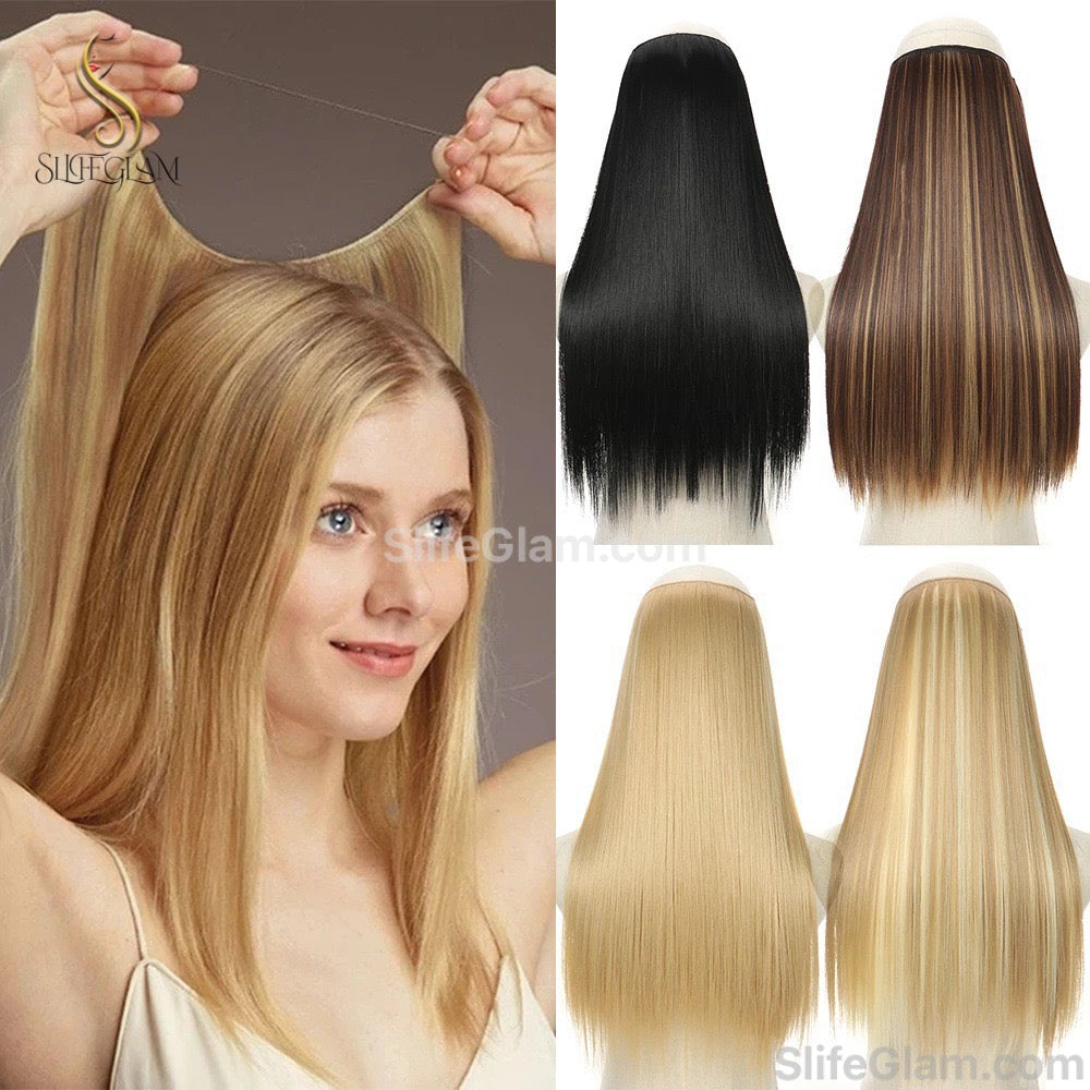 Halo Hair Extensions Invisible Fish Line Hair Extension Platinum Blonde Honey Blonde Brown Dark Blonde Multicolor Hair Extensions Invisible-wire extension