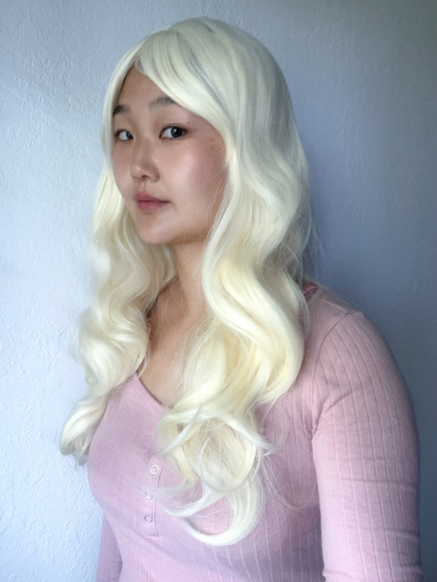 Beautiful Platinum Blonde Wig Bleached Blonde Wig Wavy Curly Blonde Wig Natural Realistic