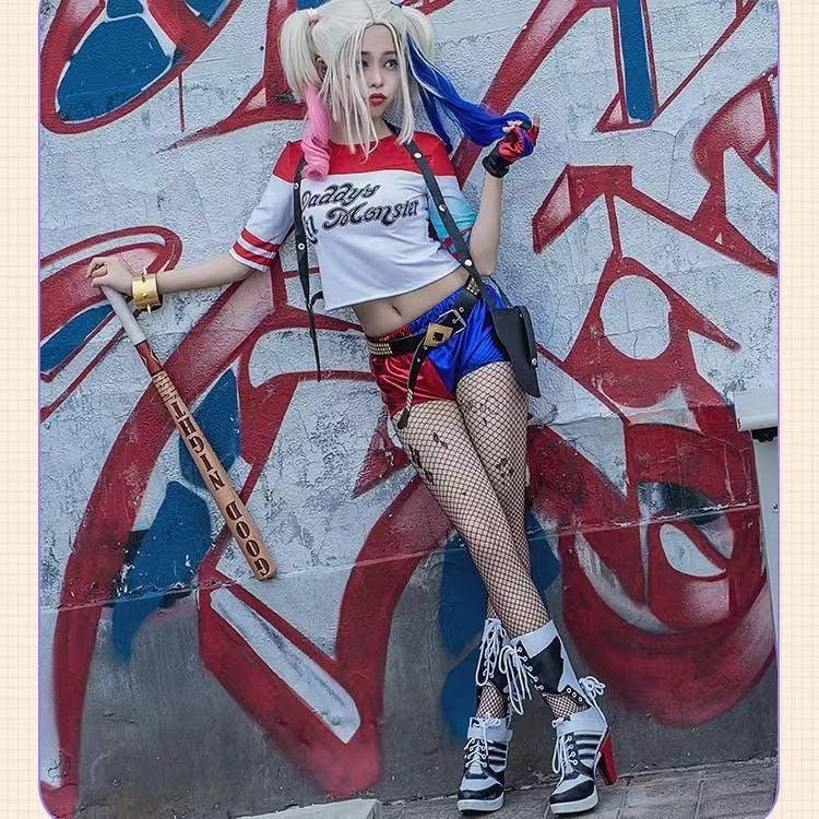 Harley Quinn Cosplay Embroidery Jacket, Property of Joker Jacket, Batman Joker Suicide Squad Harley Quinn Cosplay Costume Wig Full Jacket Set Halloween Costume