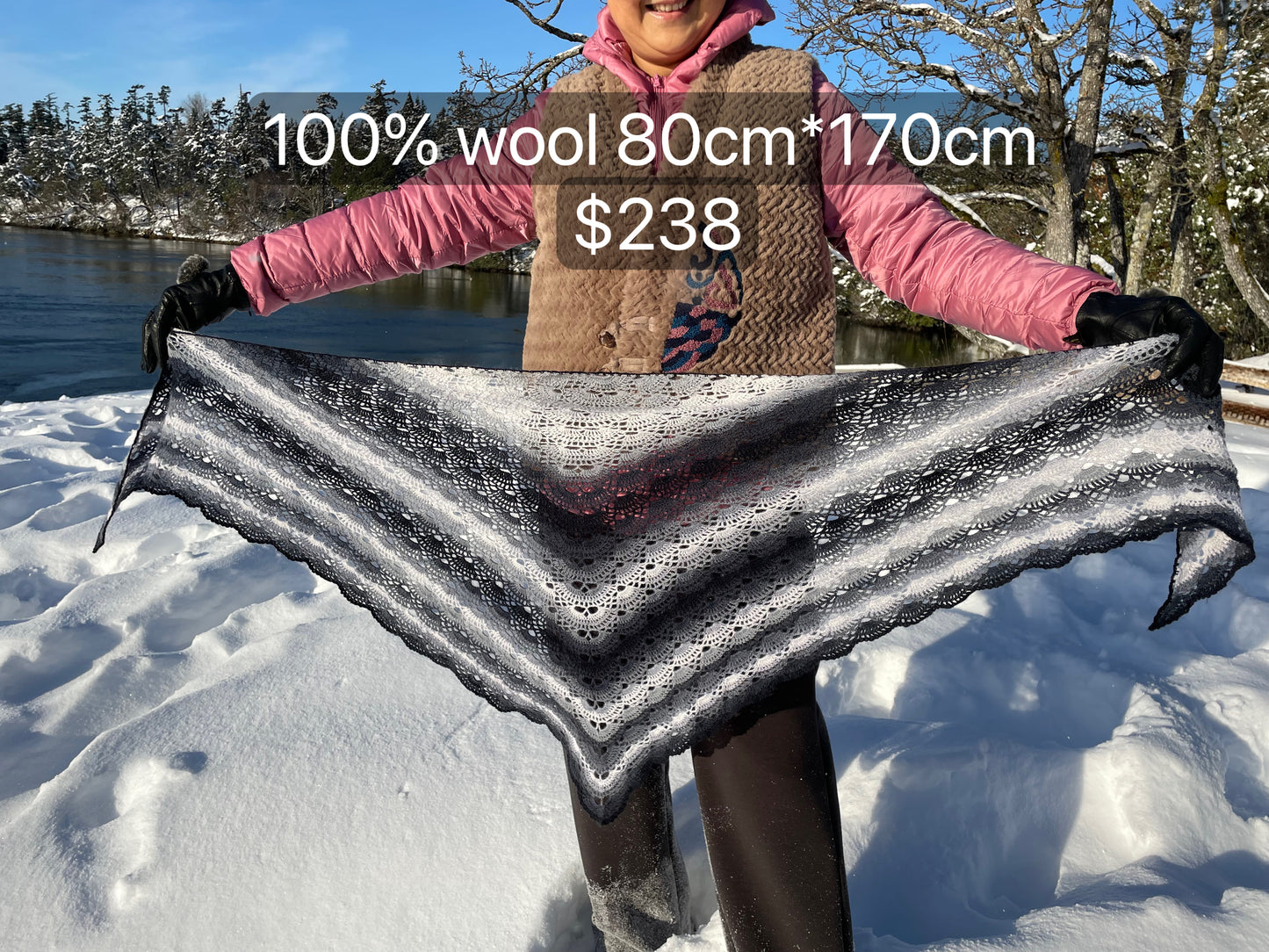 100% Handmade Crocheted Cashmere & Wool Shawl Scarf Holiday Gifts Christmas Gifts Beautiful Amazing Designs Mandala Shawl by Artists Hand-Crocheted with Love