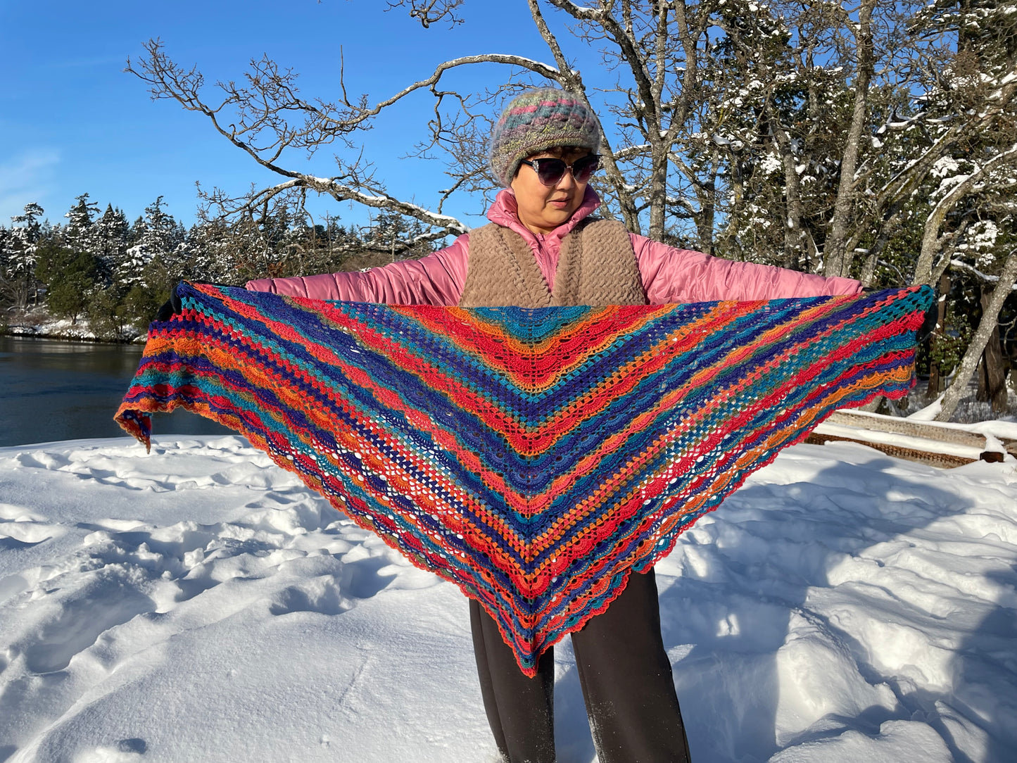 100% Handmade Crocheted Cashmere & Wool Shawl Scarf Holiday Gifts Christmas Gifts Beautiful Amazing Designs Mandala Shawl by Artists Hand-Crocheted with Love