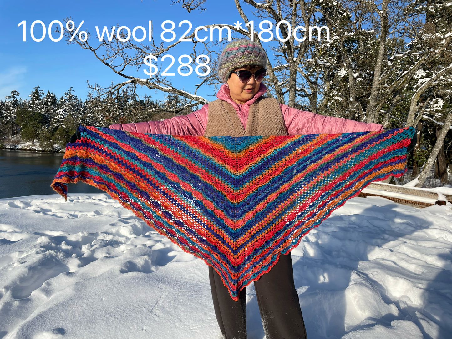 100% Handmade Crocheted Cashmere & Wool Shawl Scarf Holiday Gifts Christmas Gifts Beautiful Amazing Designs Mandala Shawl by Artists Hand-Crocheted with Love