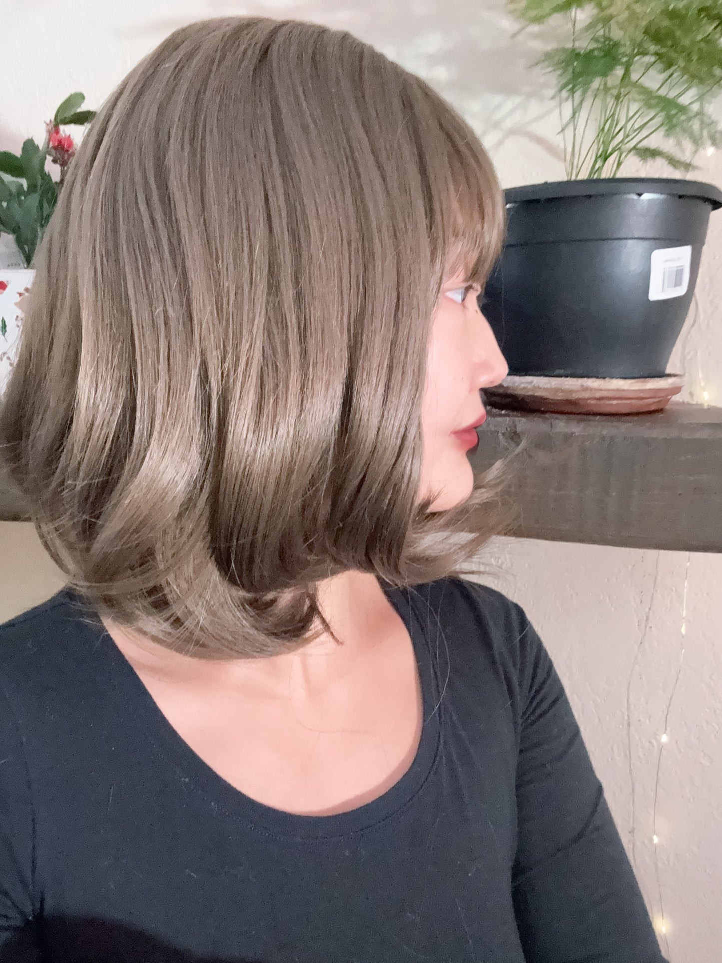 SlifeGlam Wavy Brown Bob Wig with Bang REALISTIC HAIRLINE Natural