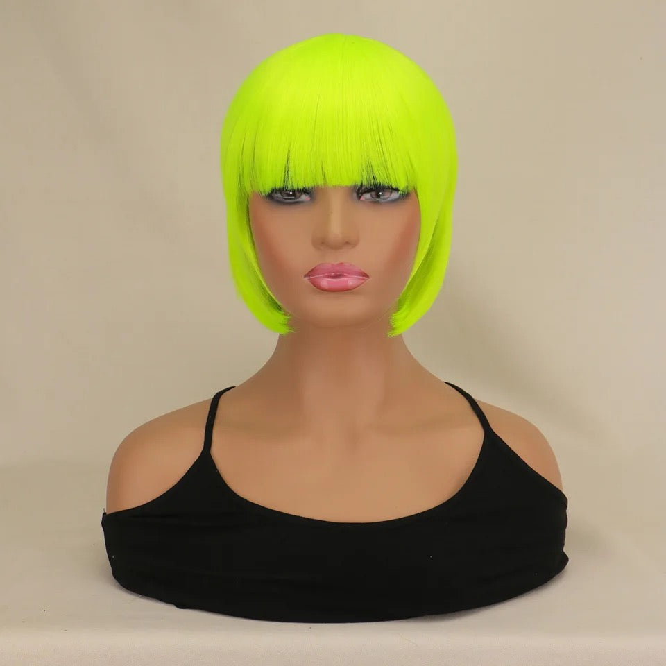 Pink Halloween Bob Wig Cute Hot Pink Brown Black Orange White Wig