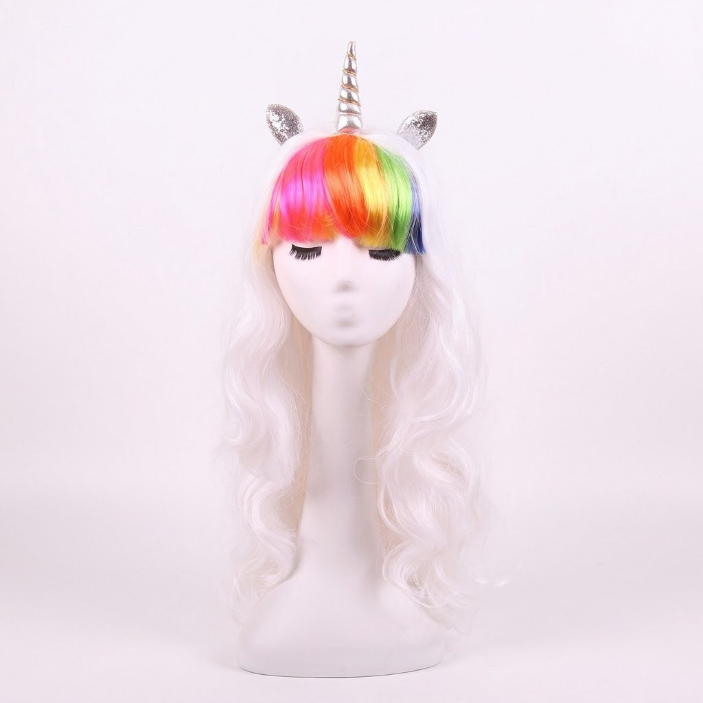 Clearance! New Unicorn Cosplay Wigs Halloween Colorful Wigs Costumes Long Wavy Fun Rainbow Festival Rave Wigs