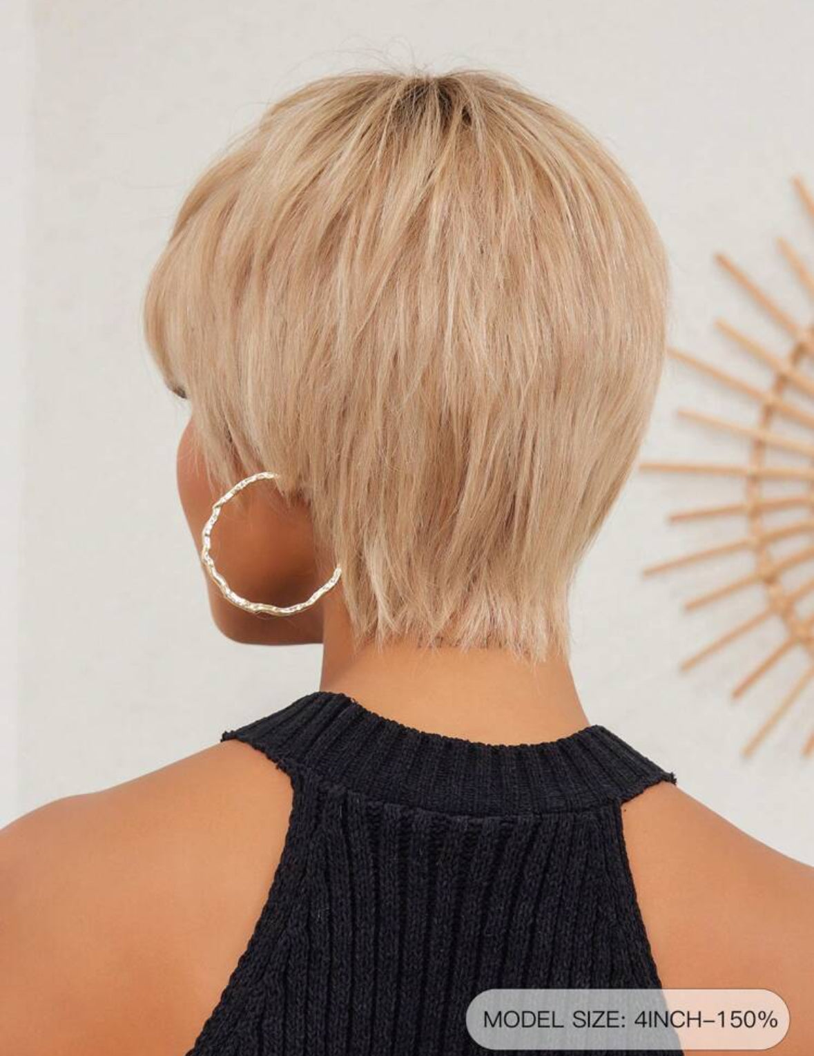 100% Human Hair Short Blonde Ombre Pixie Cut Wig