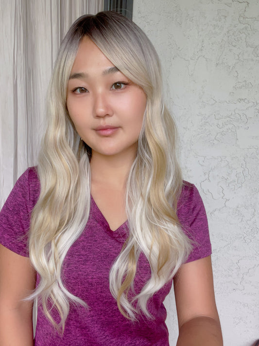 Beautiful Realistic long Wavy  Blonde Wig Natural Realistic Platinum Blonde Ash Blonde Strawberry Blonde Mix