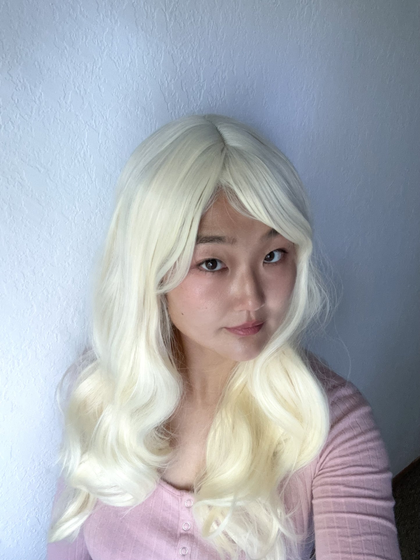 Beautiful Platinum Blonde Wig Bleached Blonde Wig Wavy Curly Blonde Wig Natural Realistic