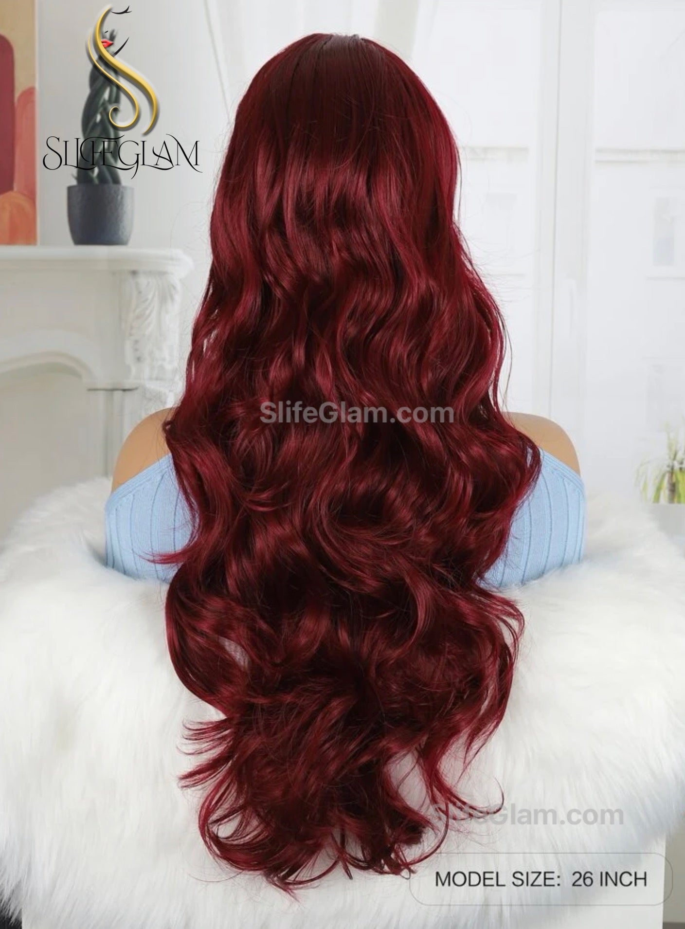 Beautiful Super Long Wavy Red Wig Wine Color Wig Dark Red Wig Curly Wig