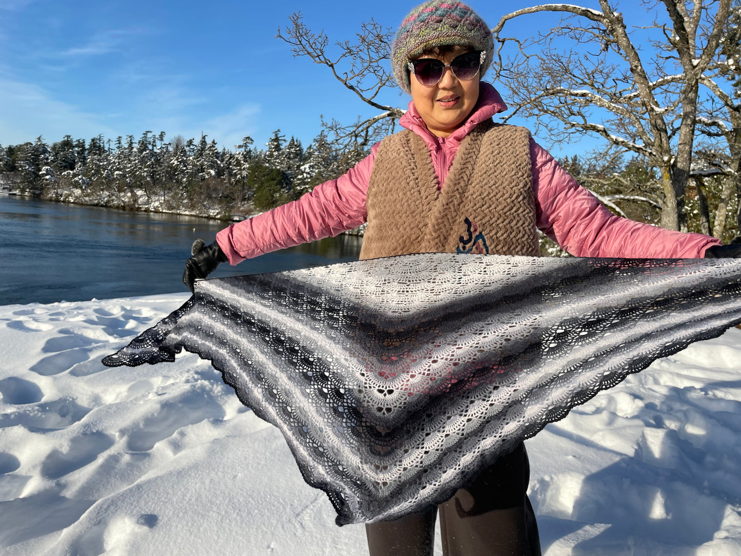 100% Handmade Crocheted Cashmere & Wool Shawl Scarf Holiday Gifts Christmas Gifts Beautiful Amazing Designs Mandala Shawl by Artists Hand-Crocheted with Love