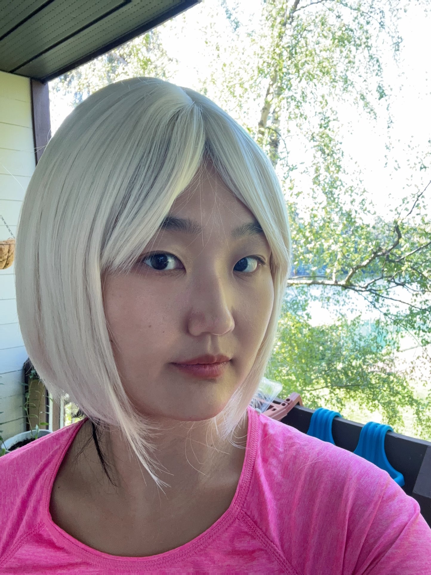 SlifeGlam Cute Platinum Blonde Ash Blonde Straight Bob Wig with Bang REALISTIC HAIRLINE Japanese Resistant Fiber