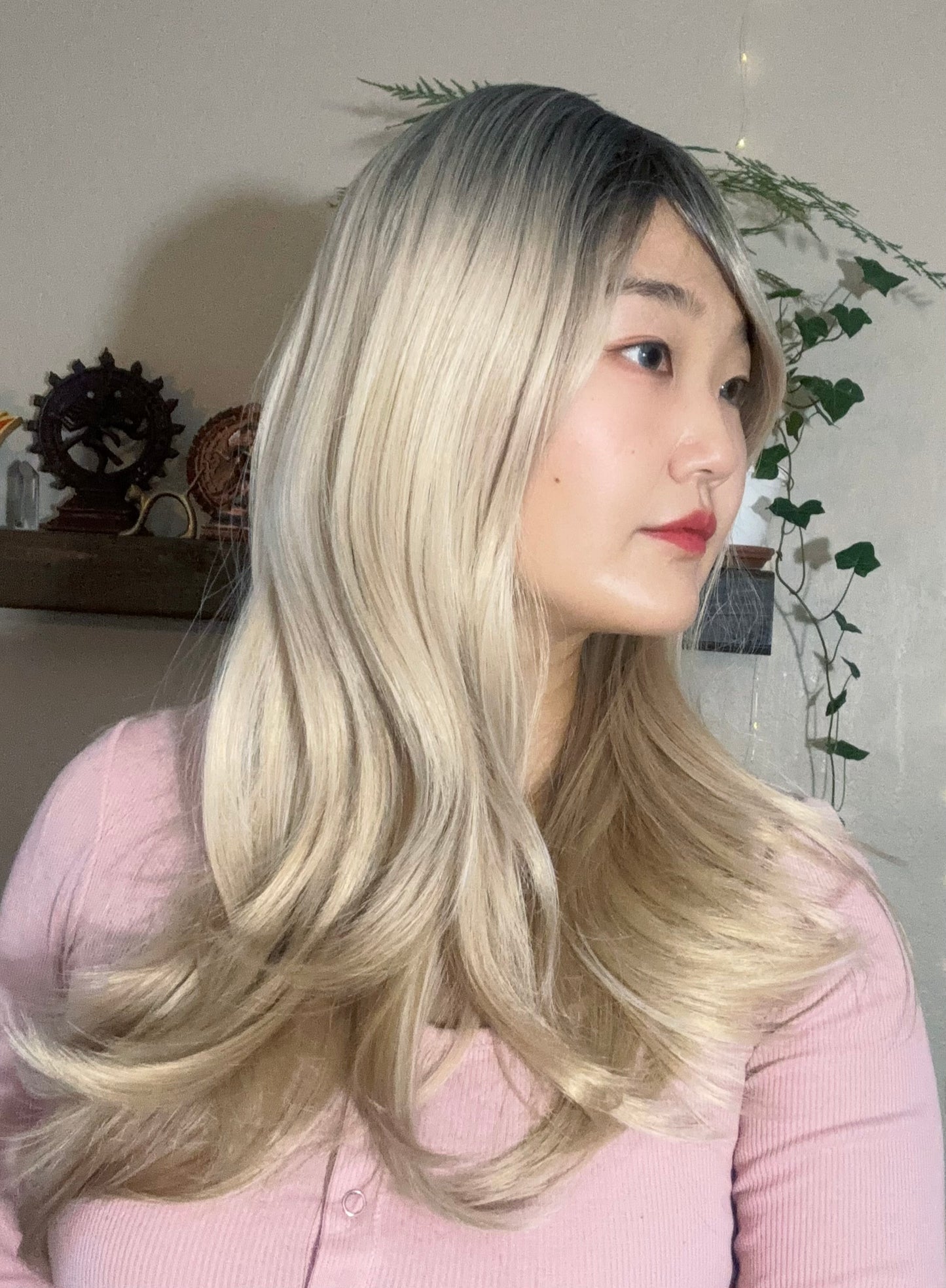 Chill Mid-length Blonde Wavy Wig Ombré Blonde Wig 18 inches Natural Realistic Ash Blonde Platinum Blonde Honey Blonde Curly Straight Blonde Wig