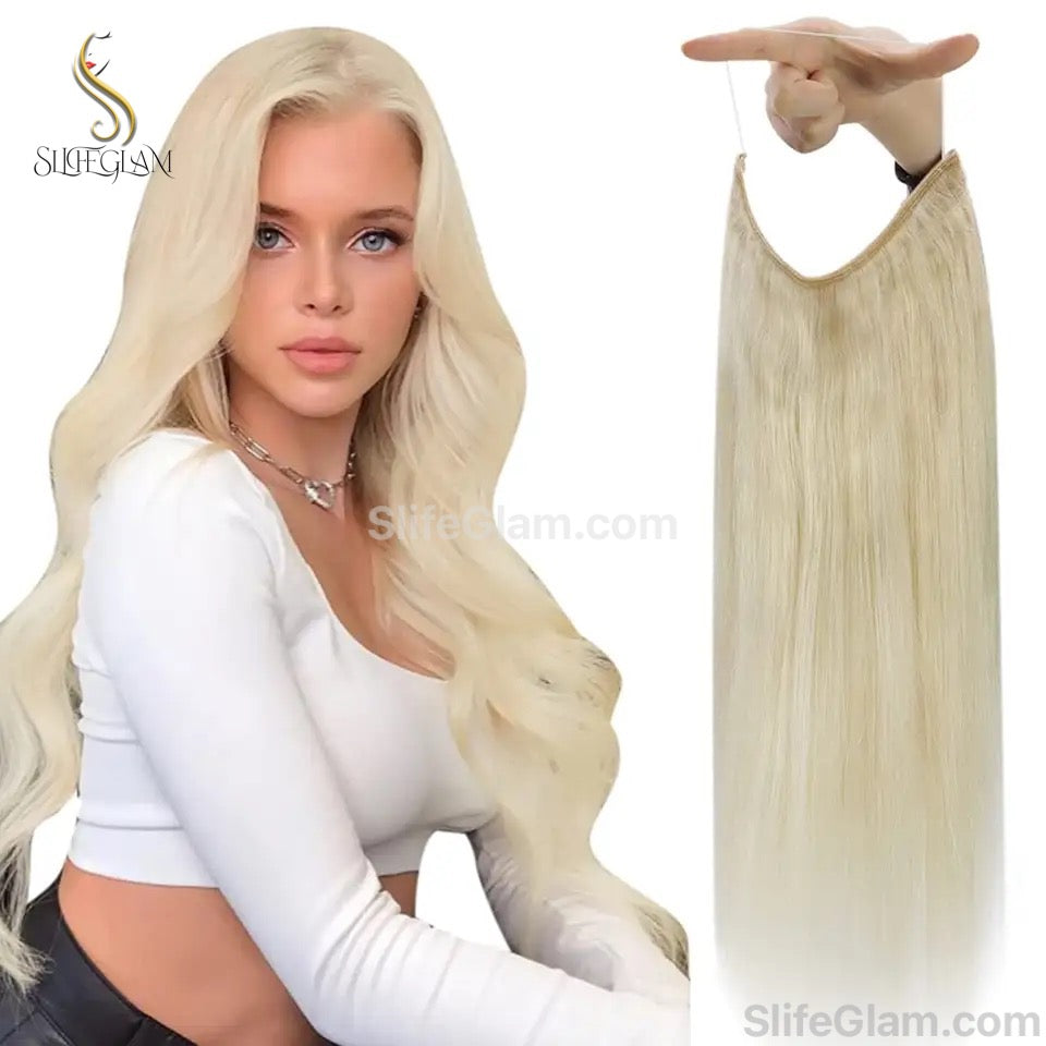 Halo Hair Extensions Invisible Fish Line Hair Extension Platinum Blonde Honey Blonde Brown Dark Blonde Multicolor Hair Extensions Invisible-wire extension