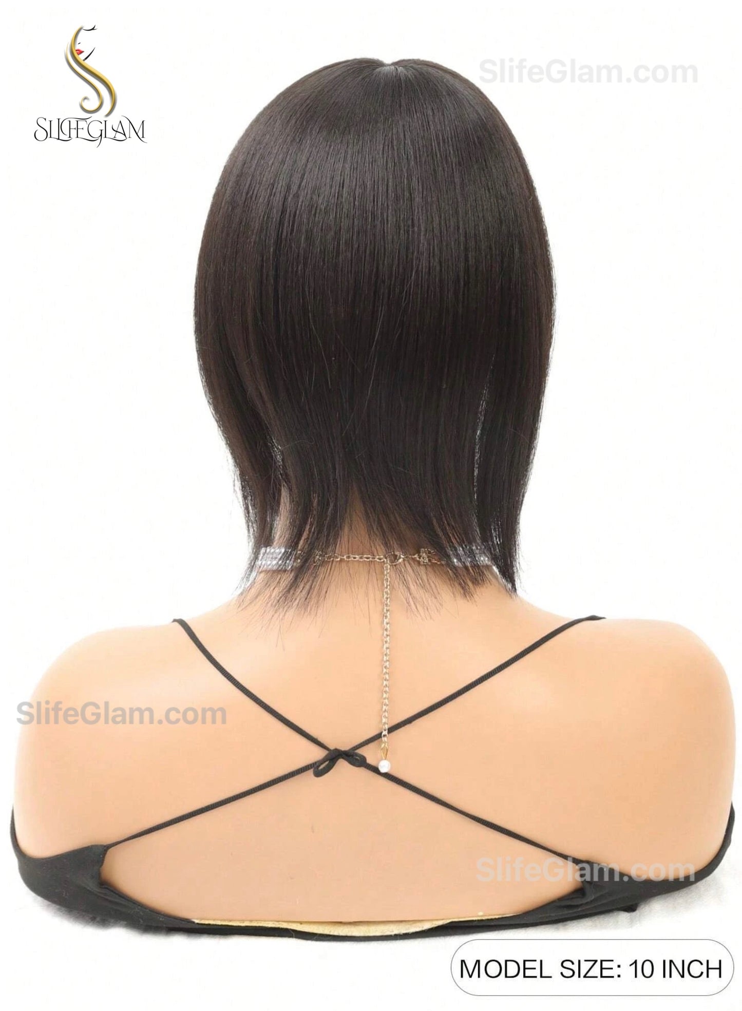 Realistic Black Hair Topper With Bang