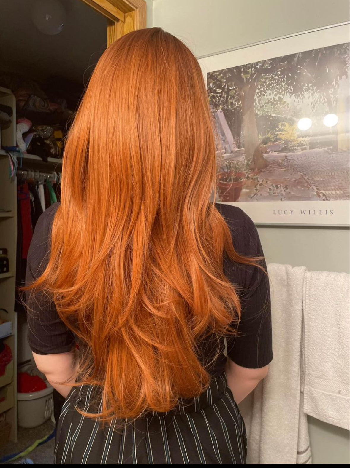 Beautiful long Wavy Curly Copper Auburn Red Orange Wig Natural Realistic