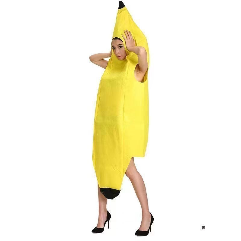 Banana Suit Women Men’s Kids Adult Funny Banana Jumpsuit Cosplay Halloween Costume Novelty Halloween Christmas Easter Carnival Party Decorations Carnival Clothing Men FortNight Banana Peely