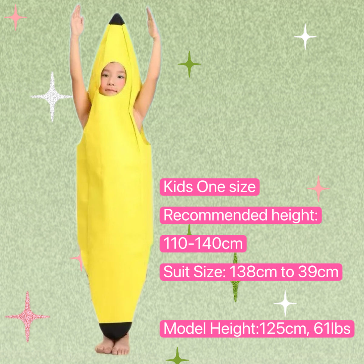Banana Suit Women Men’s Kids Adult Funny Banana Jumpsuit Cosplay Halloween Costume Novelty Halloween Christmas Easter Carnival Party Decorations Carnival Clothing Men FortNight Banana Peely
