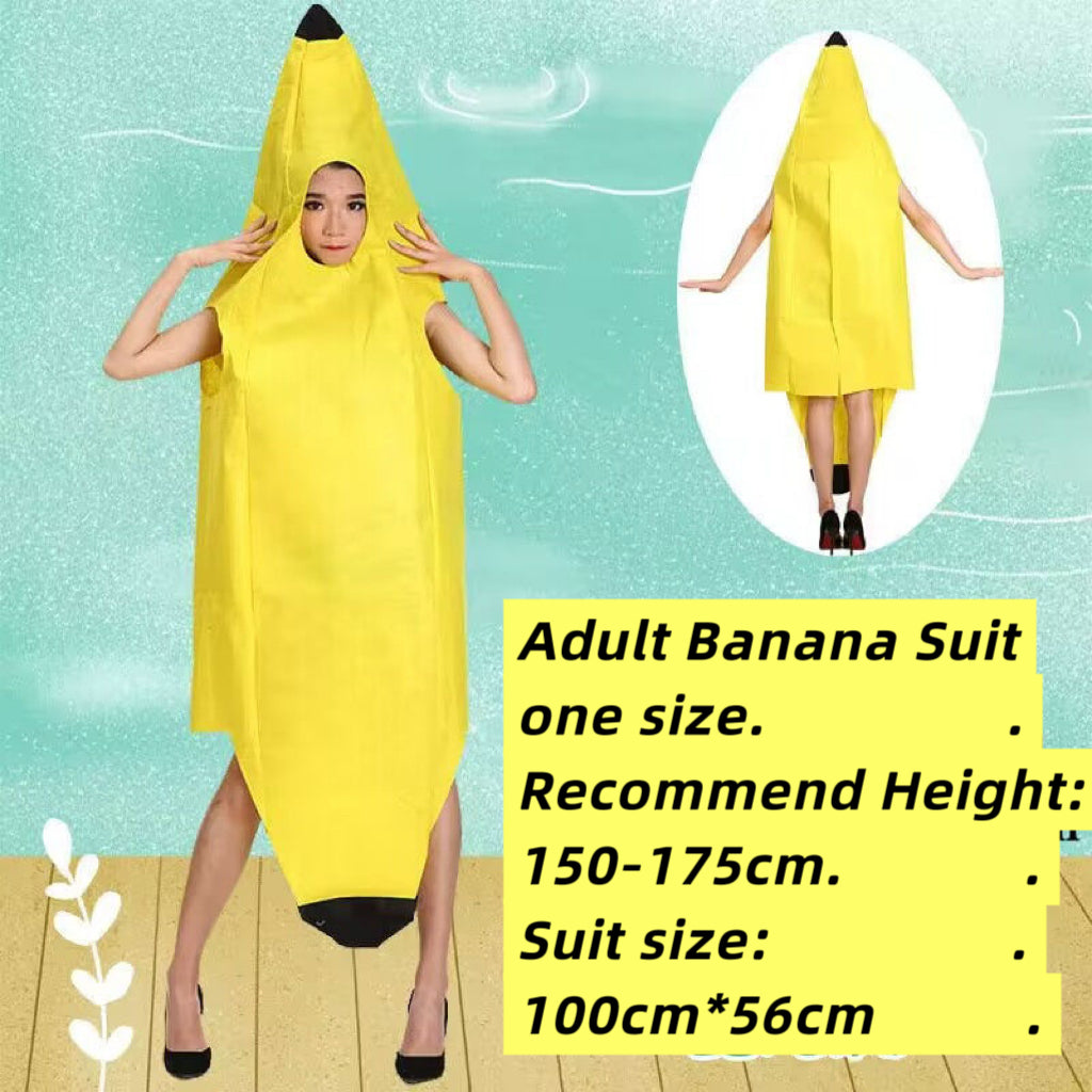 Banana Suit Women Men’s Kids Adult Funny Banana Jumpsuit Cosplay Halloween Costume Novelty Halloween Christmas Easter Carnival Party Decorations Carnival Clothing Men FortNight Banana Peely