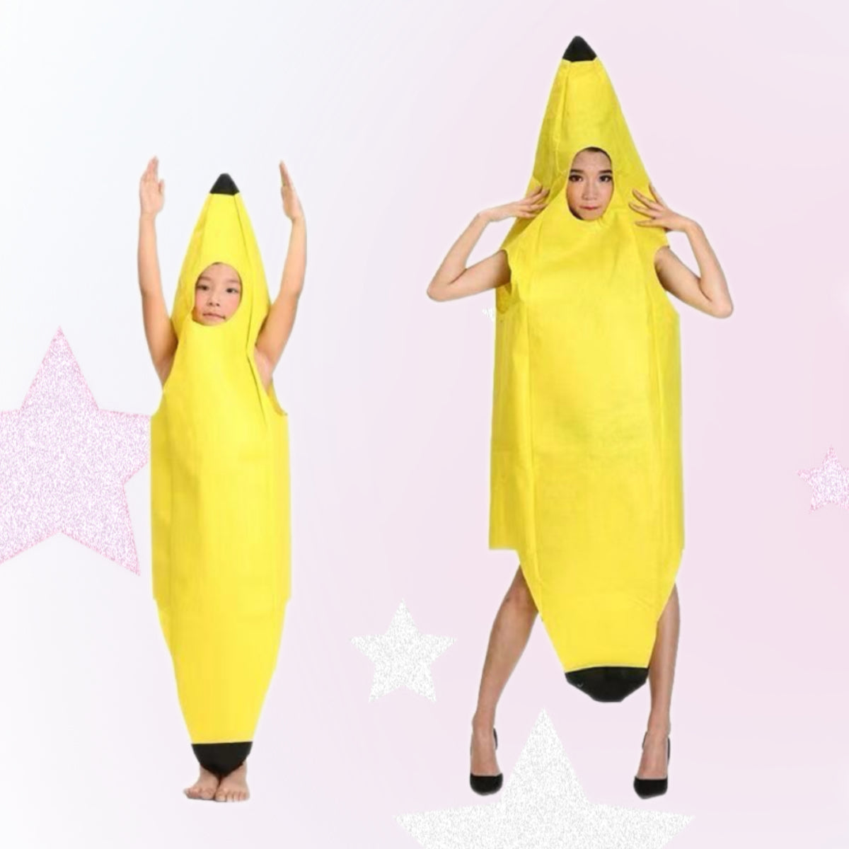 Banana Suit Women Men’s Kids Adult Funny Banana Jumpsuit Cosplay Halloween Costume Novelty Halloween Christmas Easter Carnival Party Decorations Carnival Clothing Men FortNight Banana Peely