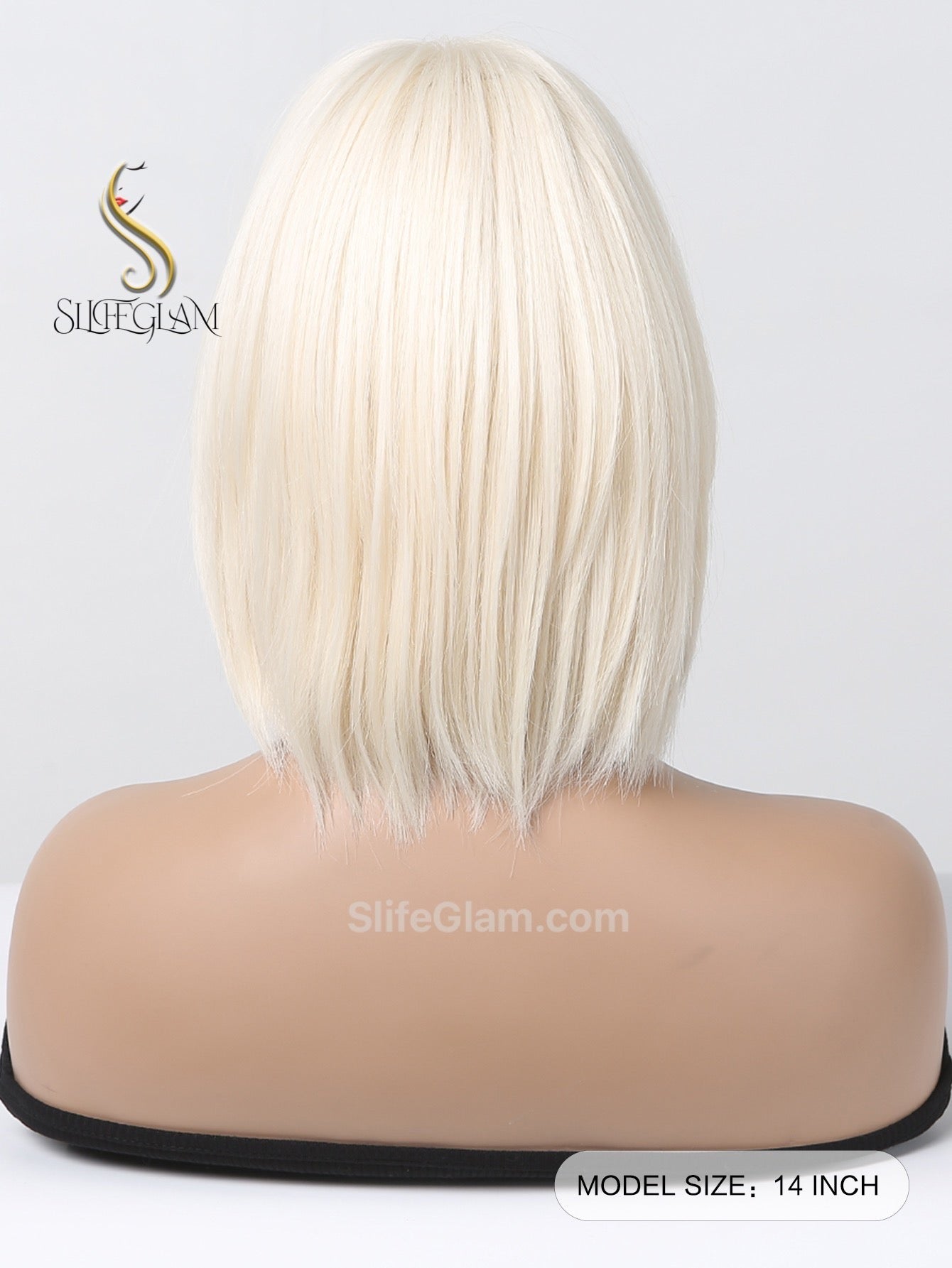 SlifeGlam Cute Platinum Blonde Ash Blonde Straight Bob Wig with Bang REALISTIC HAIRLINE Japanese Resistant Fiber