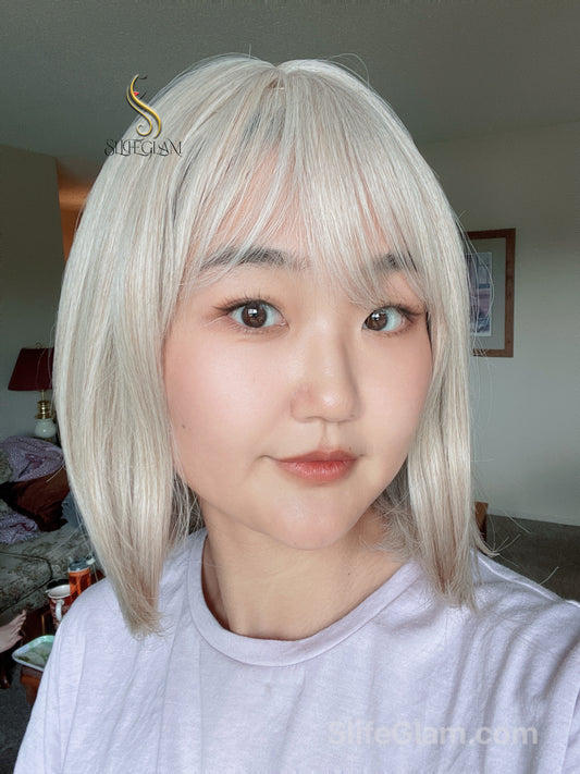 Cute Realistic Short Blonde Bob Wig Blonde Natural Realistic Platinum Blonde Wig