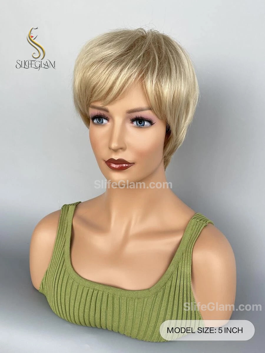 Realistic Short Blonde Bob Wig Blonde Natural Pixie Cut Wig