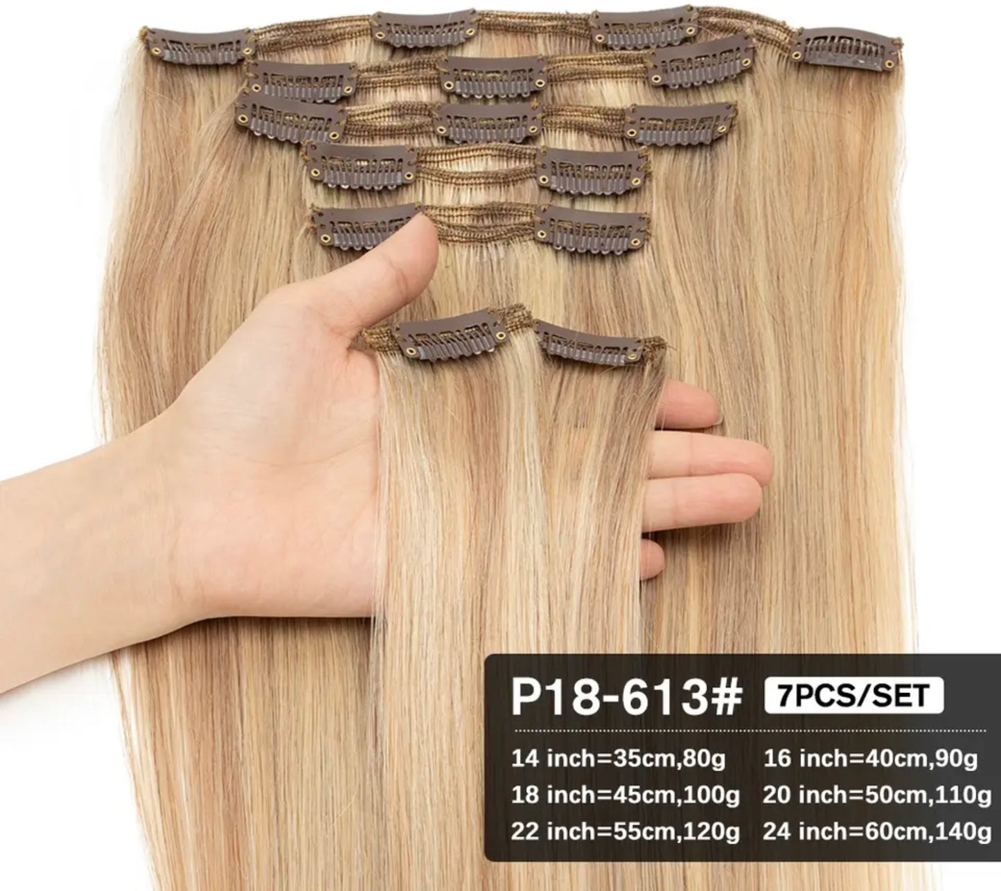 100% Remy Human Hair Clip-in Hair Extensions 100G Black Brown Gold Brown Chocolate Mocha