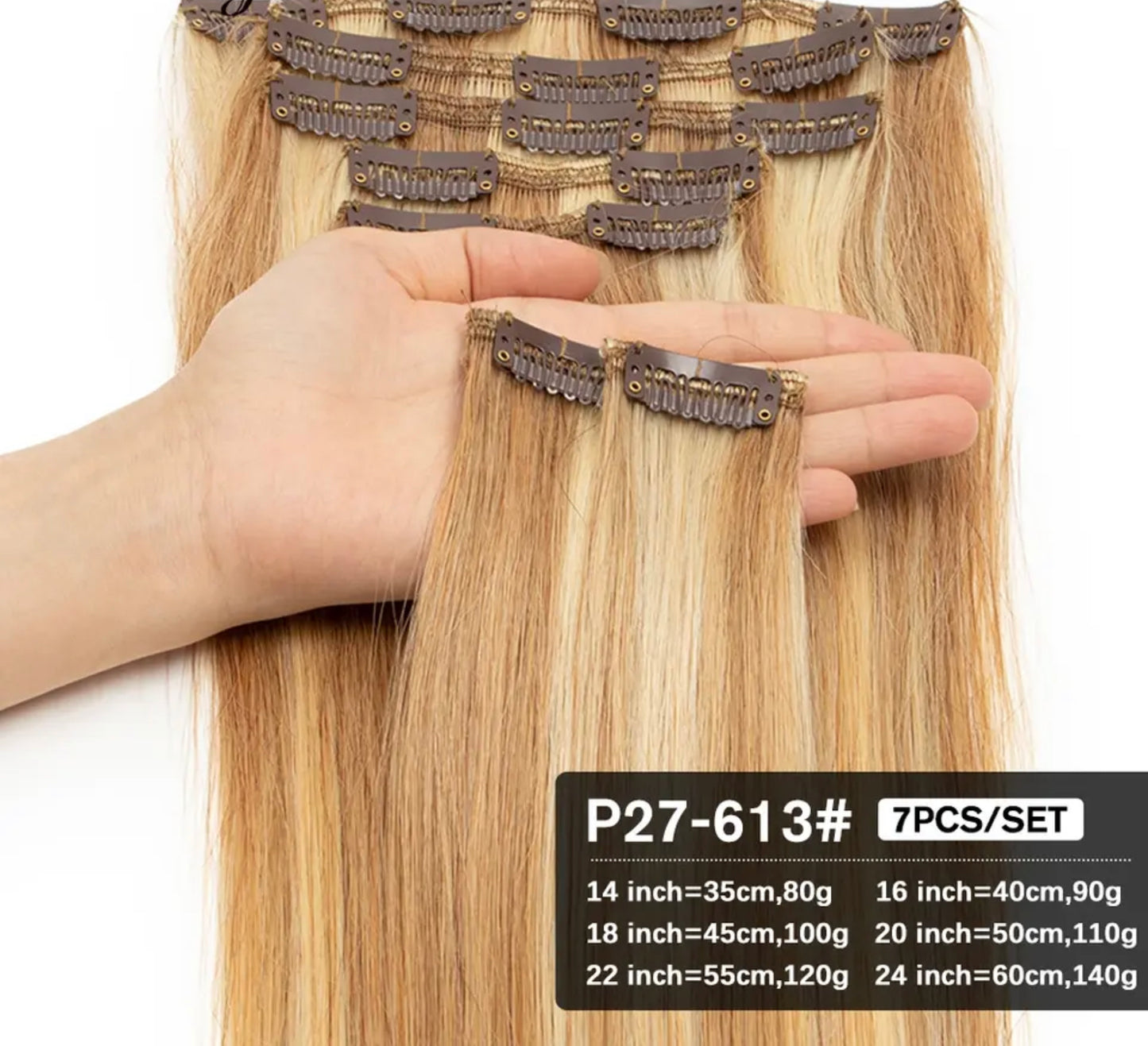 100% Remy Human Hair Clip-in Hair Extensions 100G Black Brown Gold Brown Chocolate Mocha