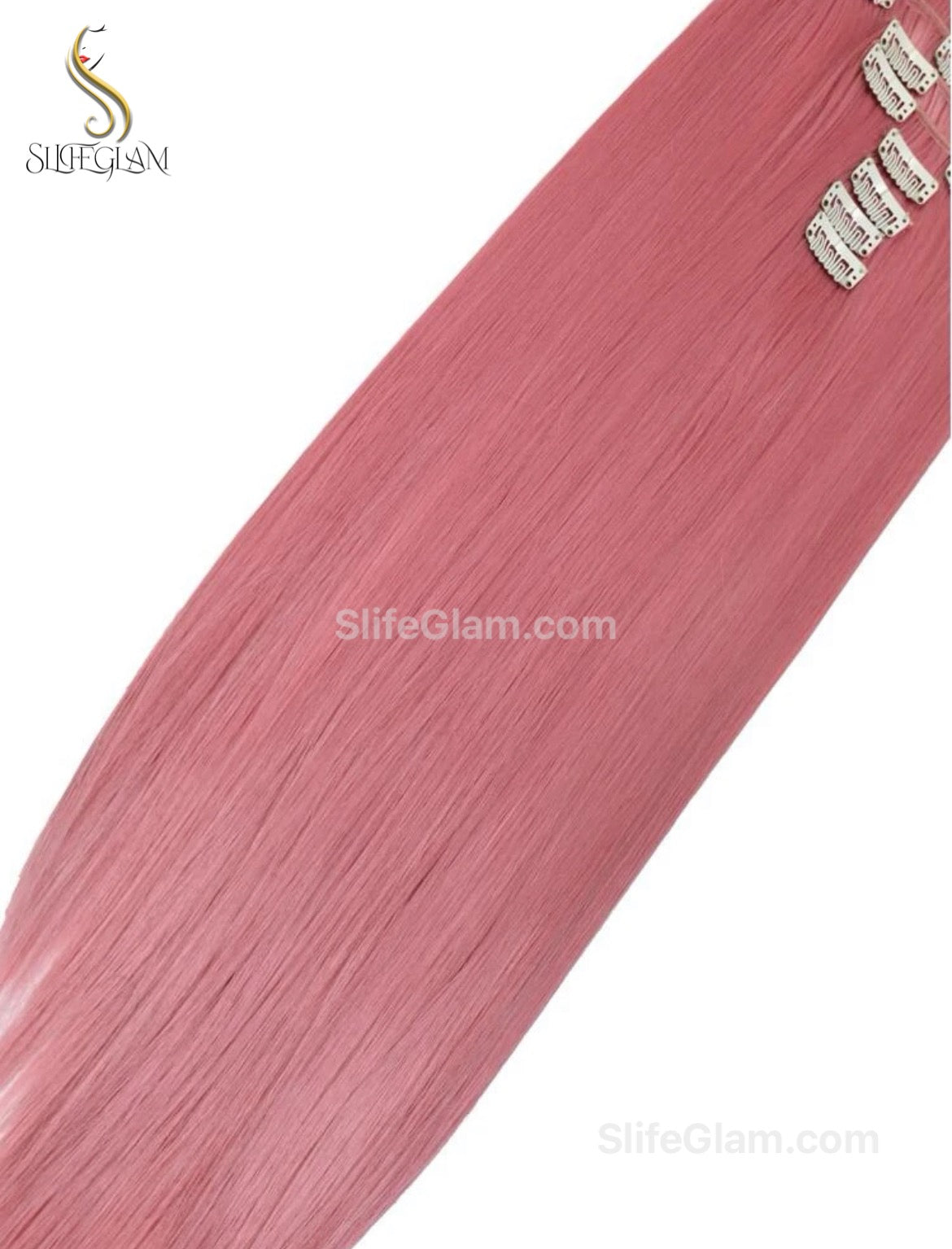 16 Clips Long Straight Synthetic Hair Extension Pink Summer Vibe Pink Hair Extensions