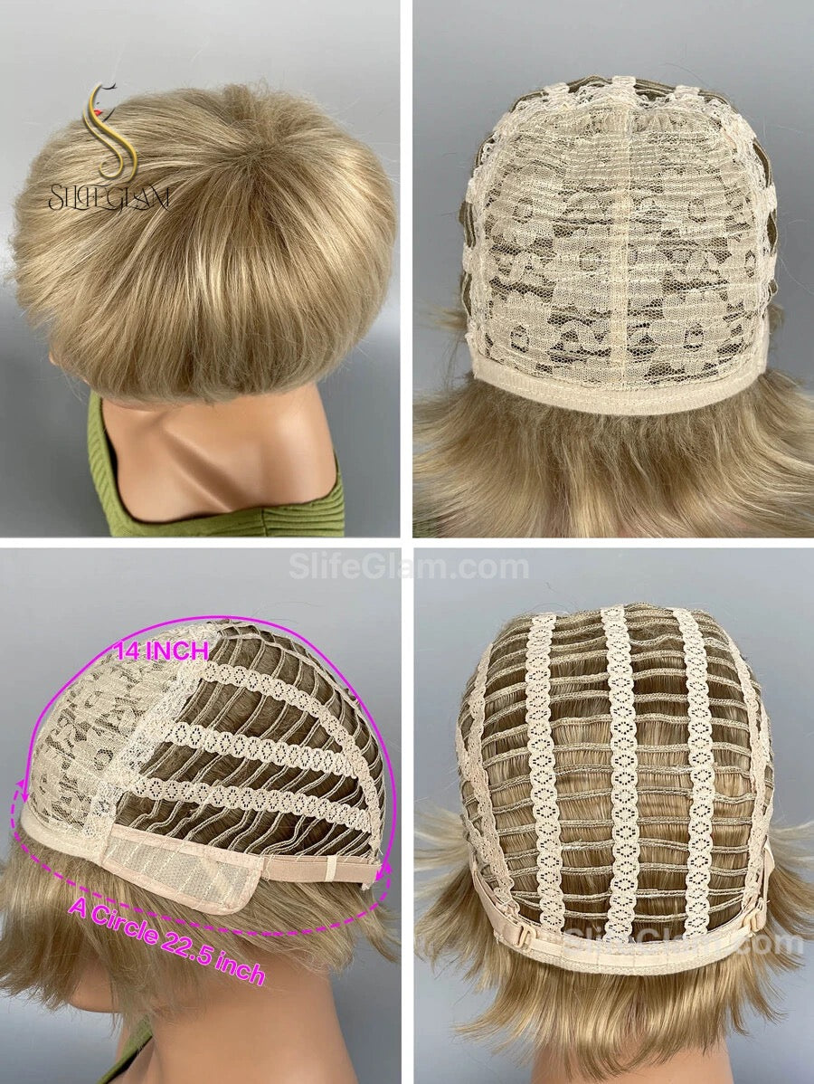 Realistic Short Blonde Bob Wig Blonde Natural Pixie Cut Wig