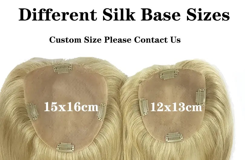 Silk Base Virgin Human Hair Topper 613 Blonde Black Brown Silver