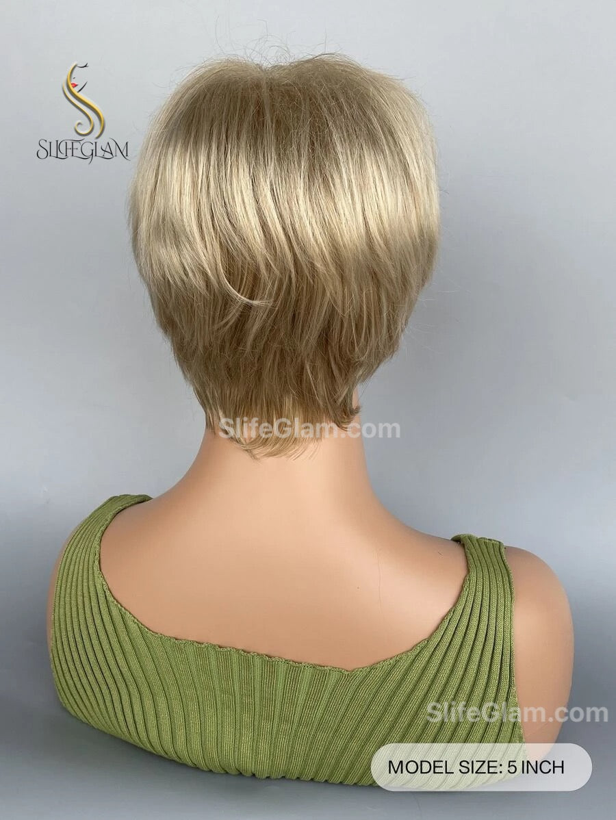 Realistic Short Blonde Bob Wig Blonde Natural Pixie Cut Wig